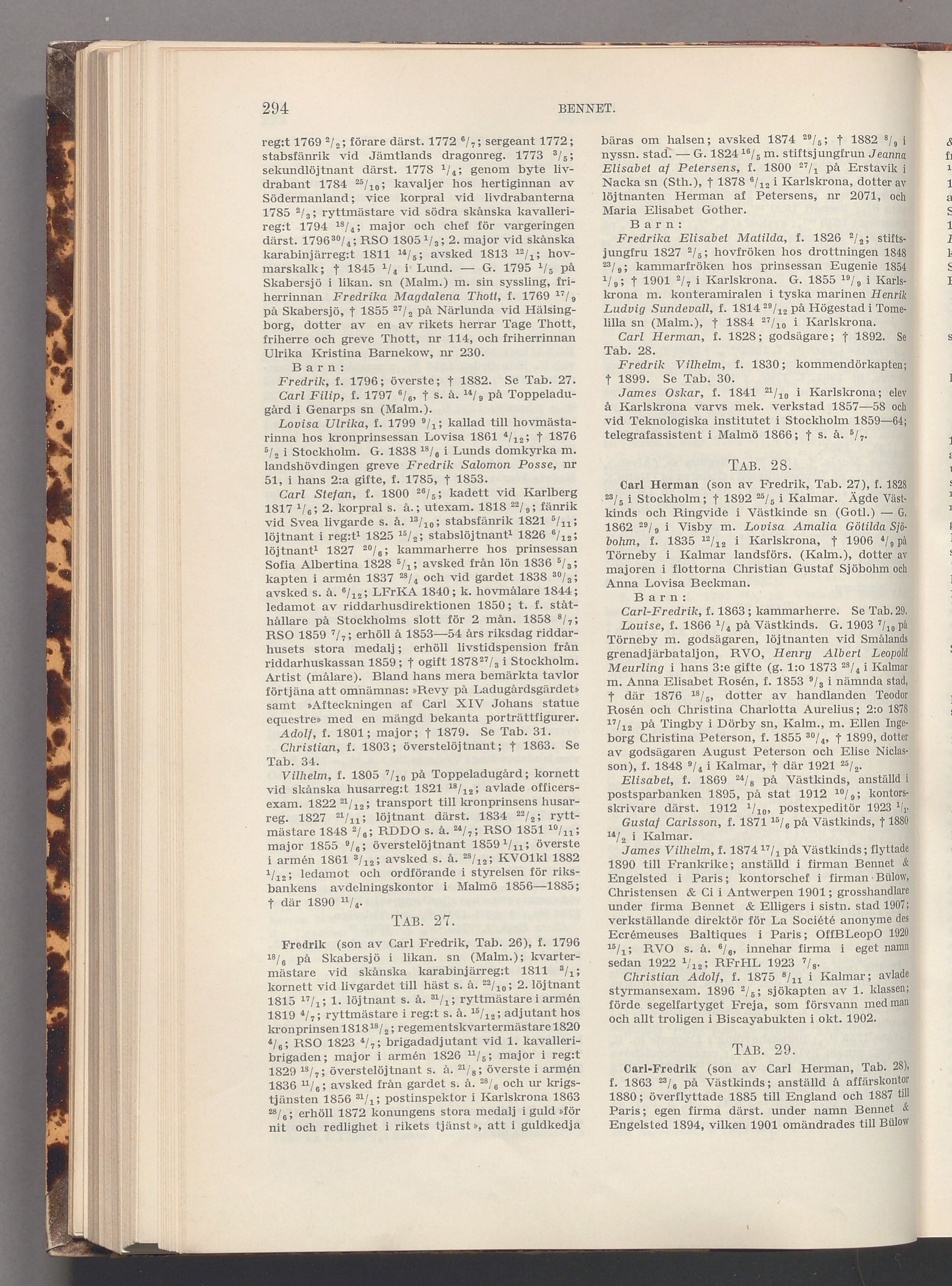 Bennet: originalets tryckta släkttavla, band 1, sida 294