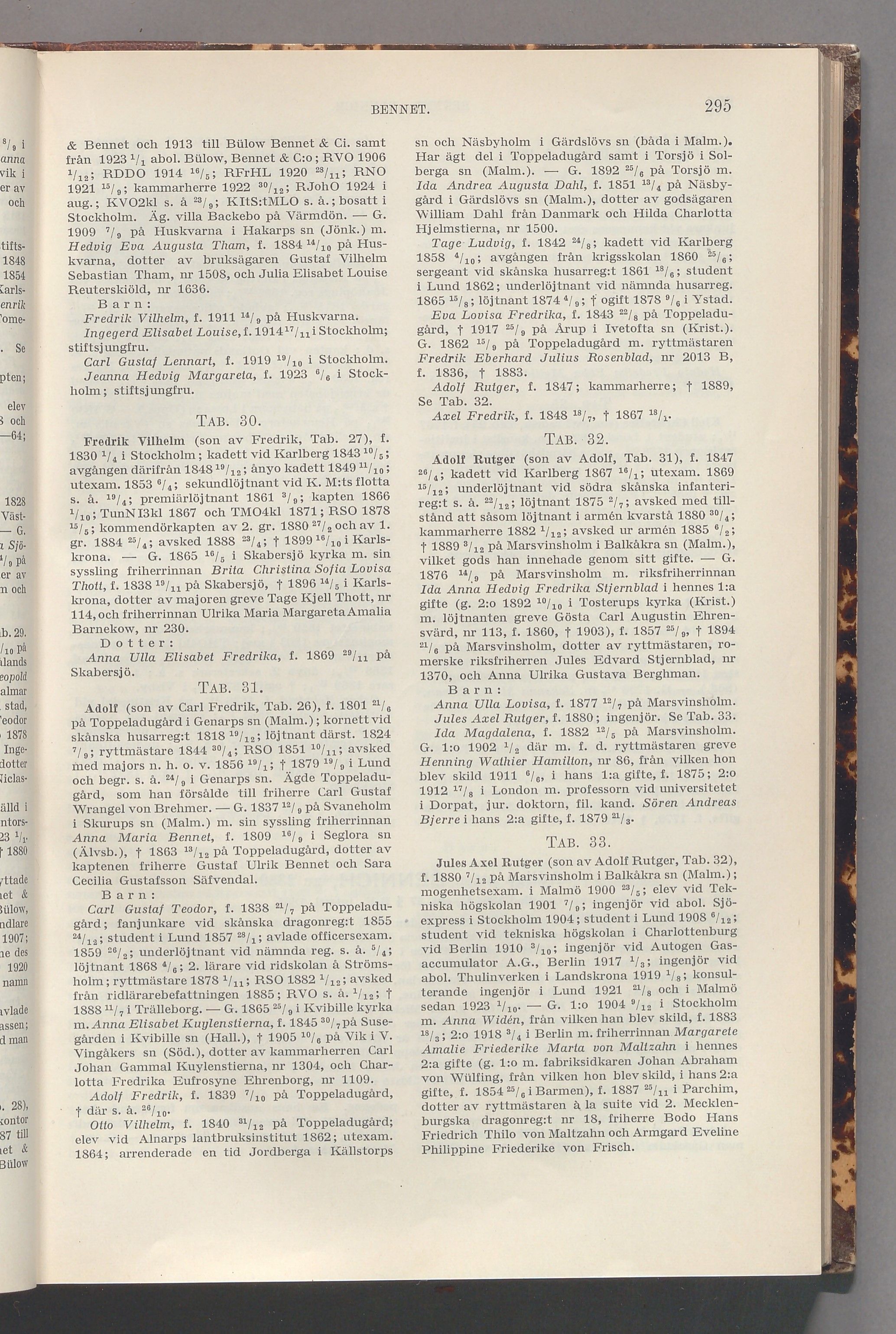 Bennet: originalets tryckta släkttavla, band 1, sida 295
