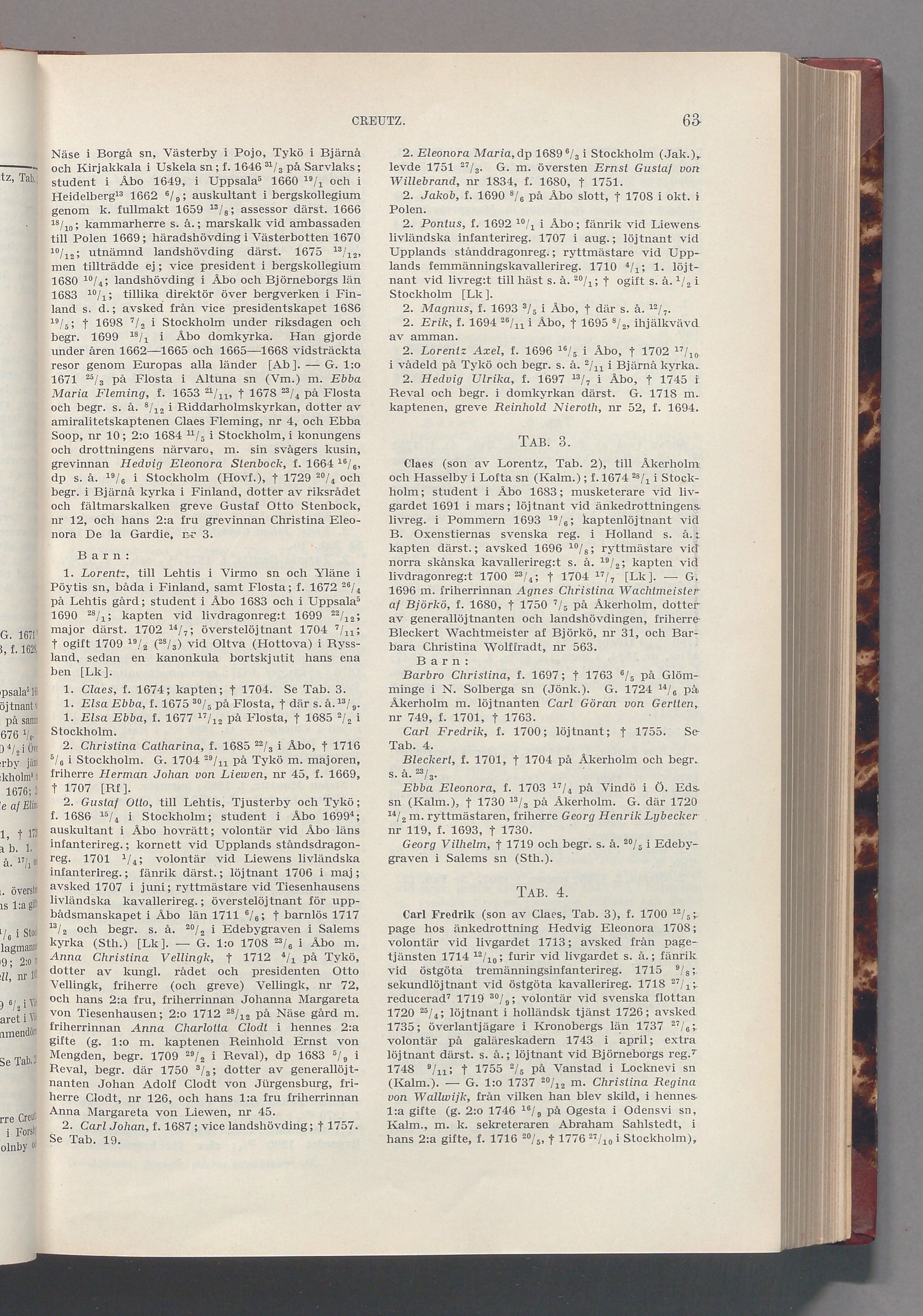 Creutz: originalets tryckta släkttavla, band 2, sida 63