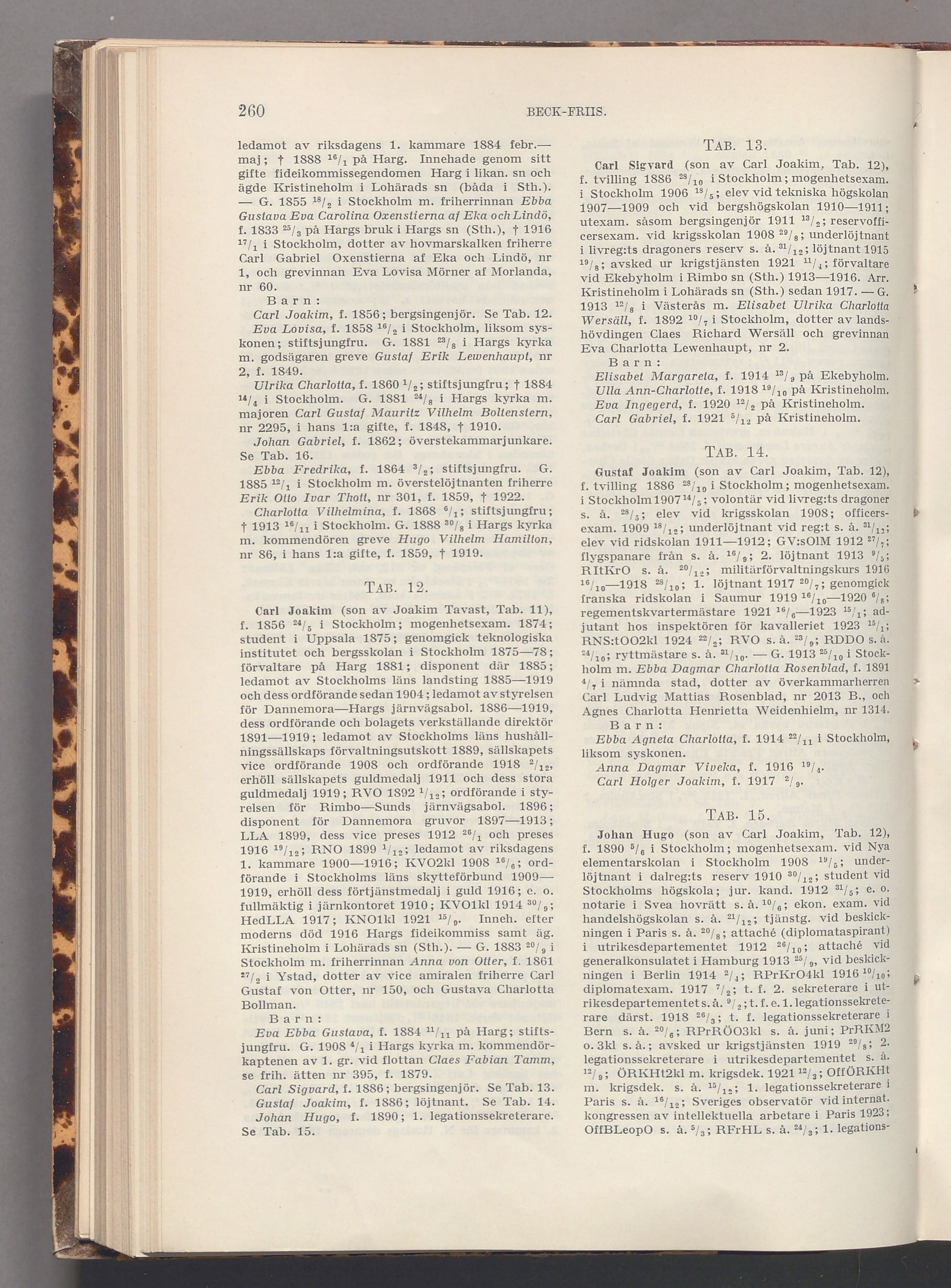 Beck-Friis: originalets tryckta släkttavla, band 1, sida 260