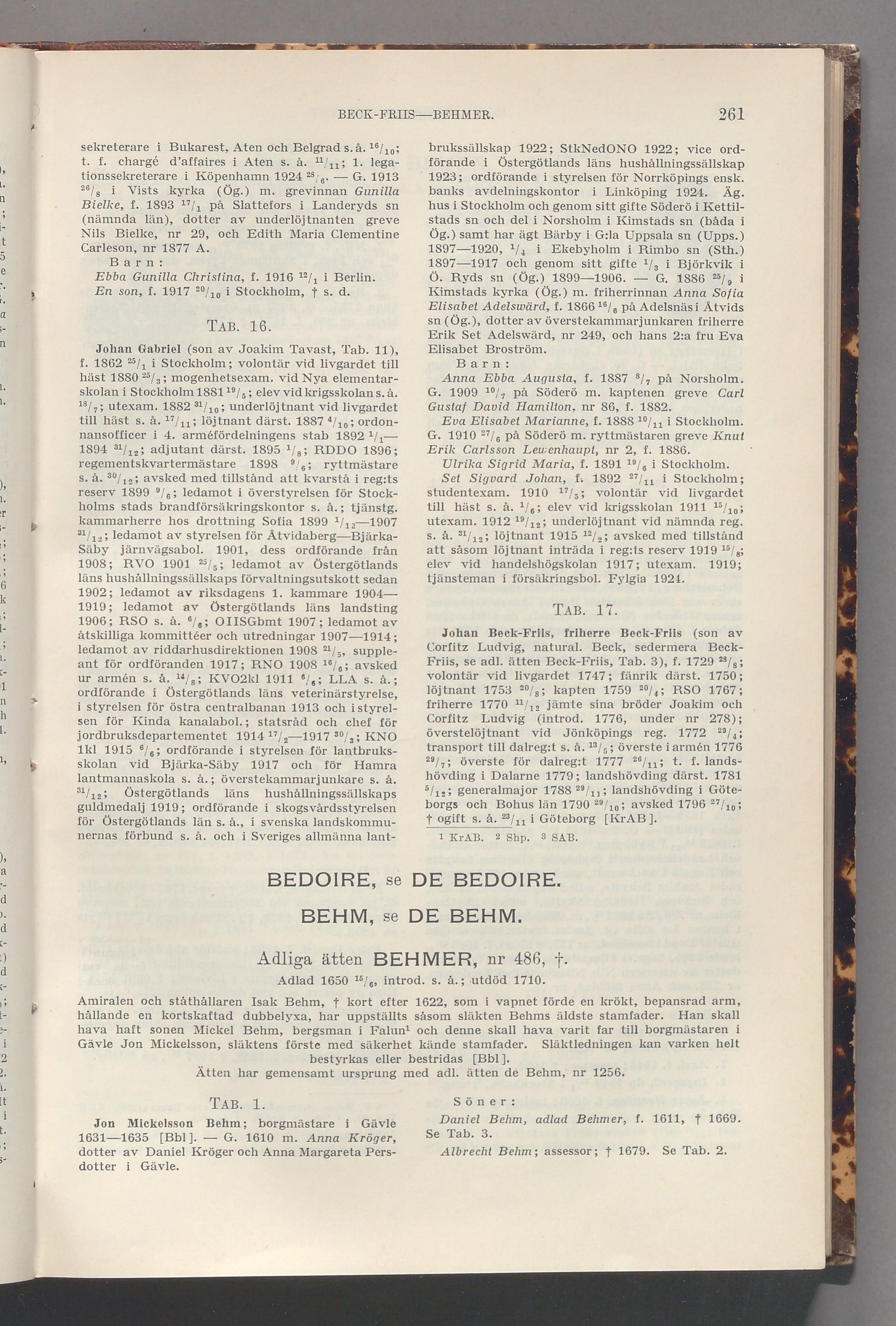 Beck-Friis: originalets tryckta släkttavla, band 1, sida 261