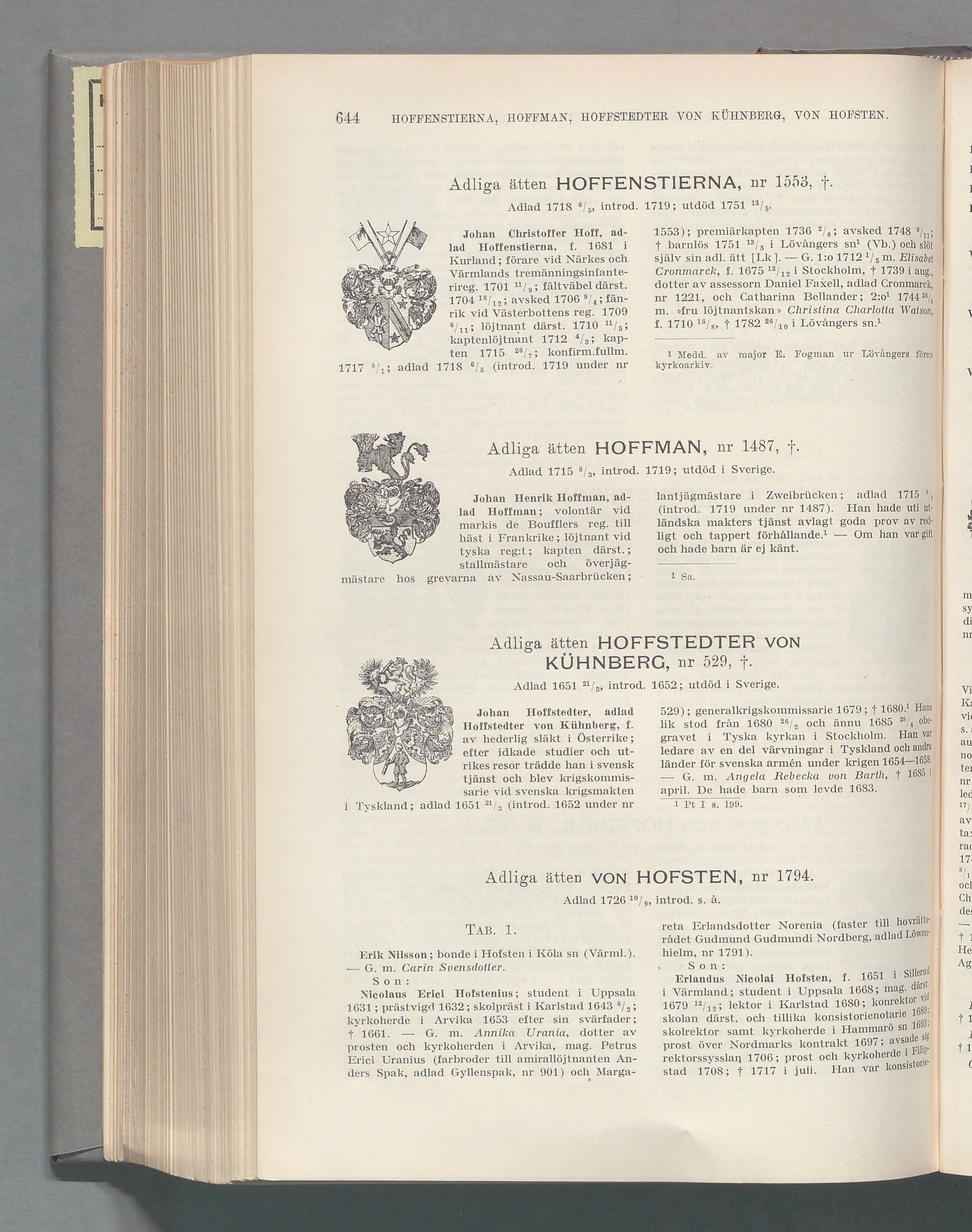 von Hofsten: originalets tryckta släkttavla, band 3, sida 644