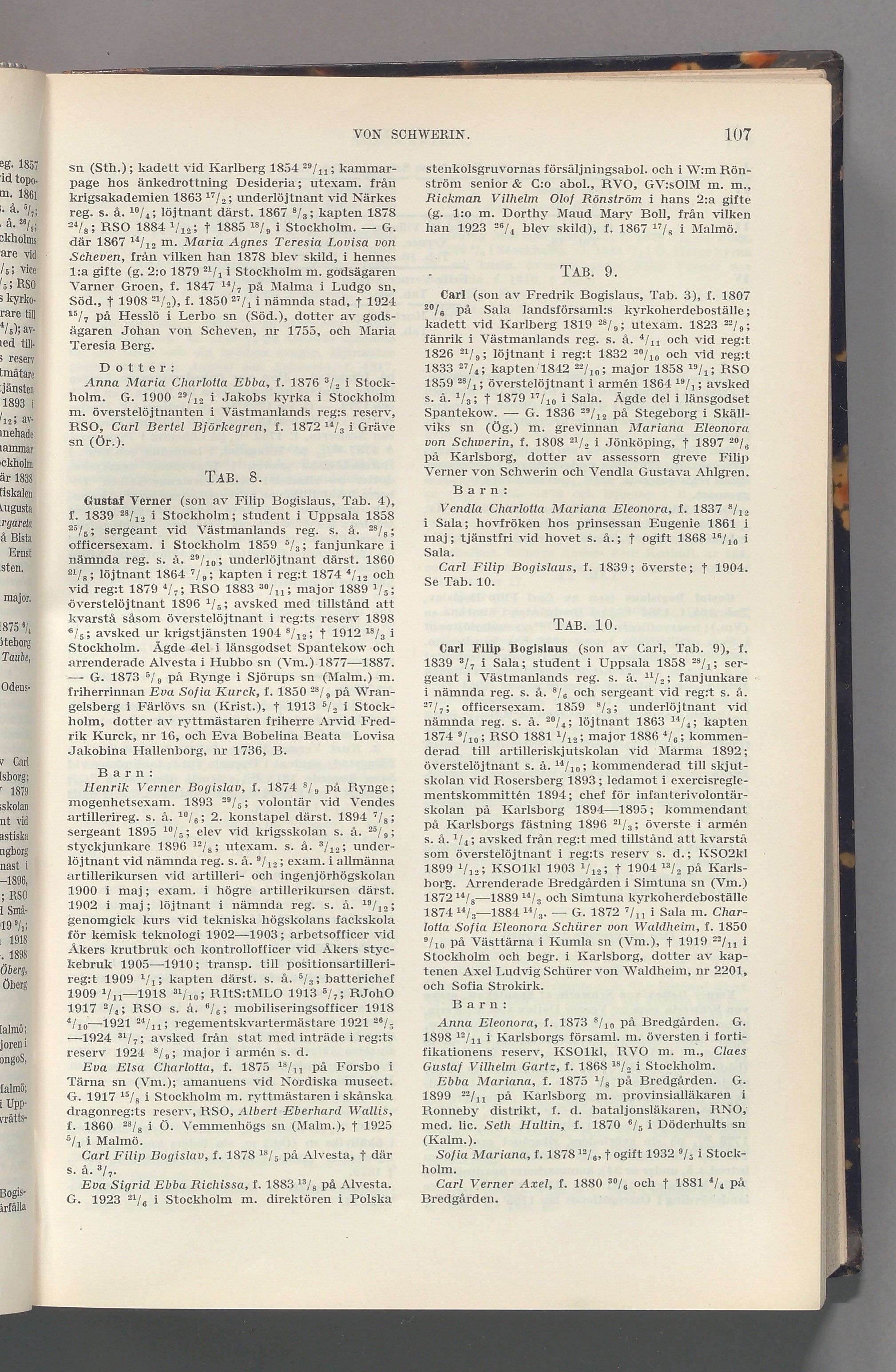 von Schwerin: originalets tryckta släkttavla, band 7, sida 107