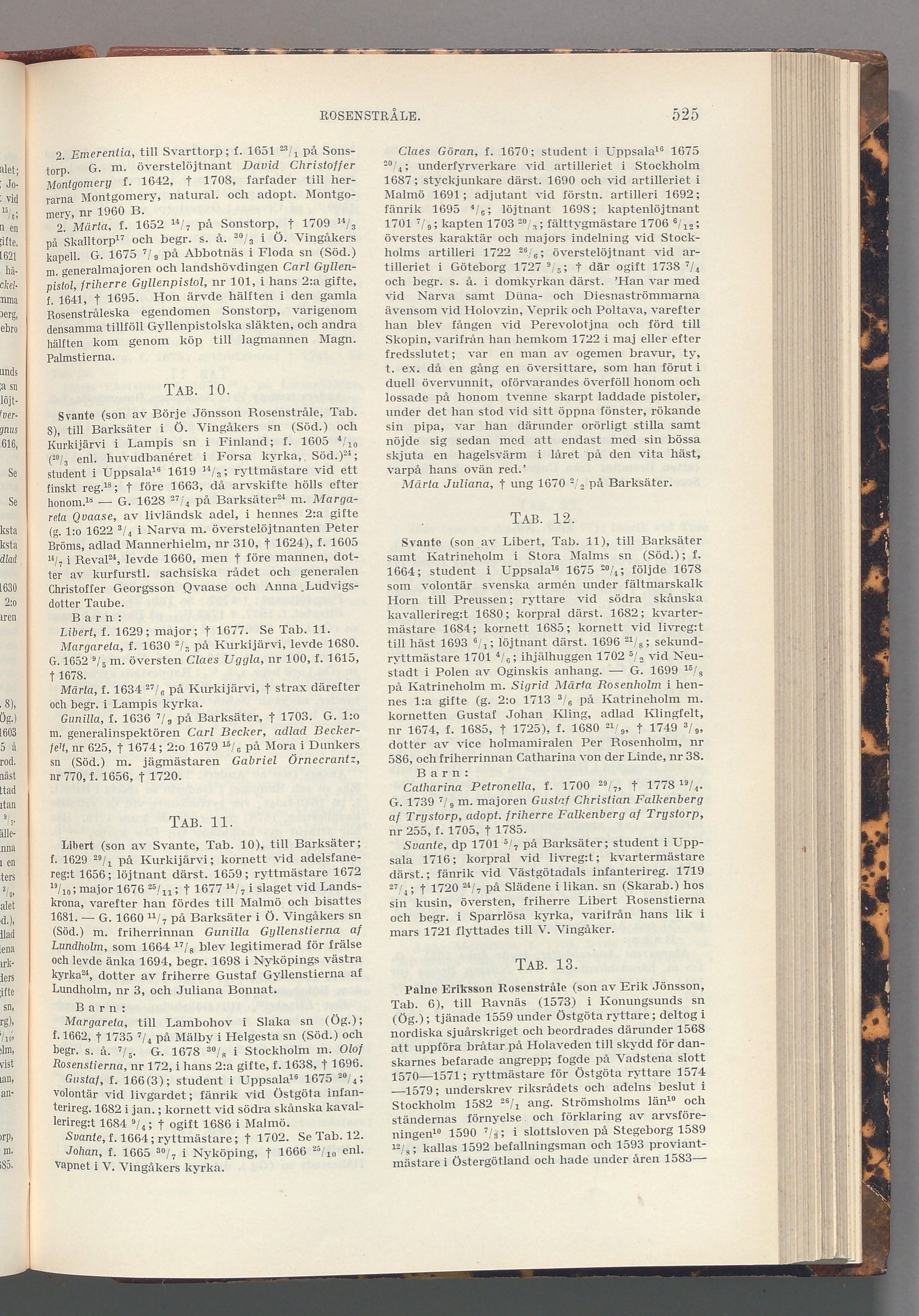 Rosenstråle: originalets tryckta släkttavla, band 6, sida 525