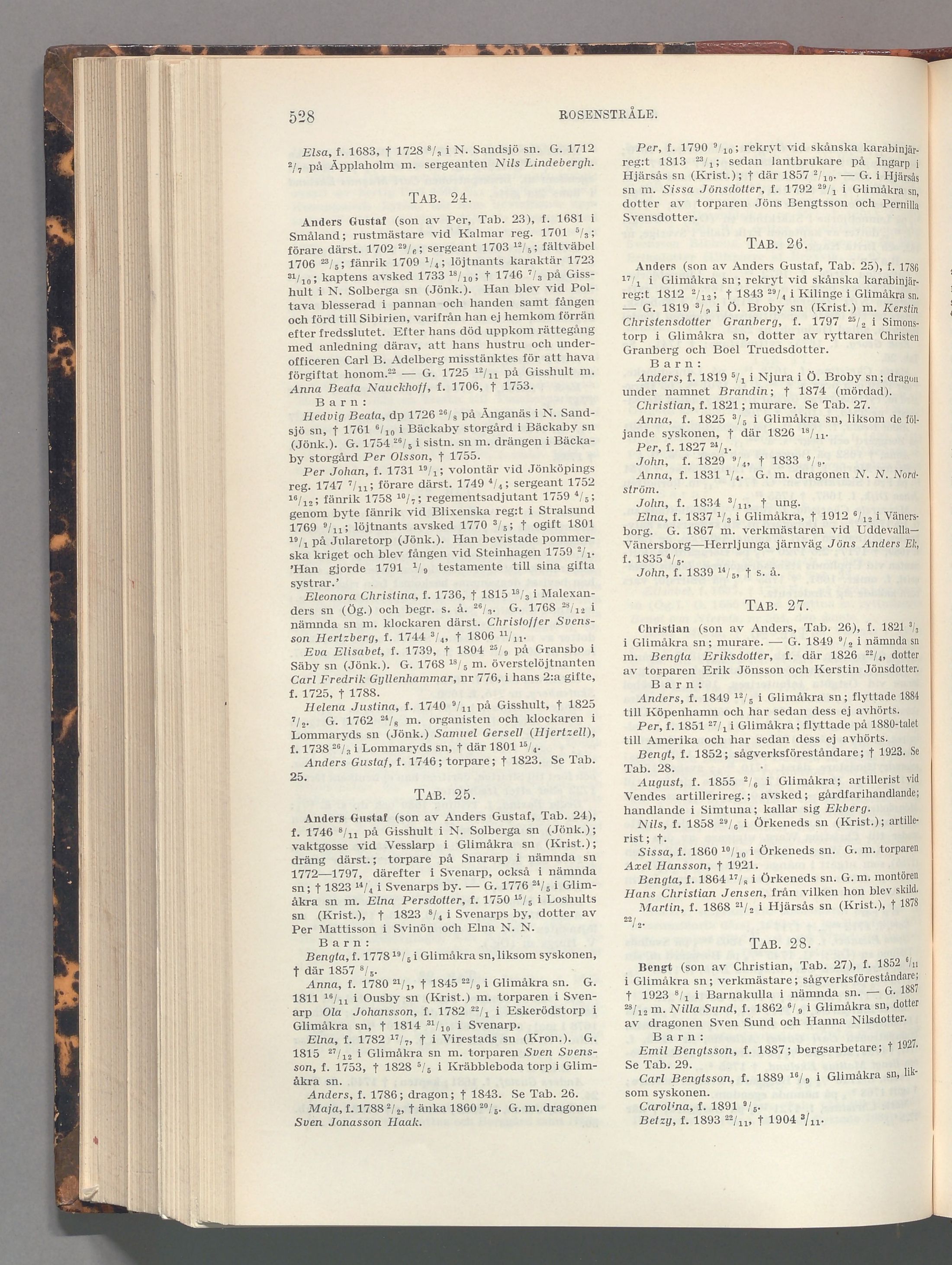 Rosenstråle: originalets tryckta släkttavla, band 6, sida 528